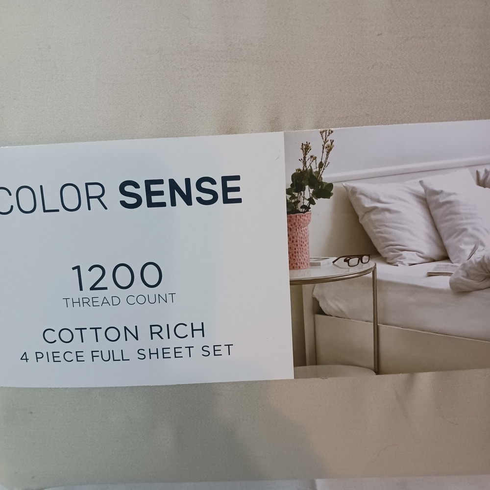 Color Sense Sheet Set Full Tan New 1200 Thread Count 4 Piece Cotton Rich